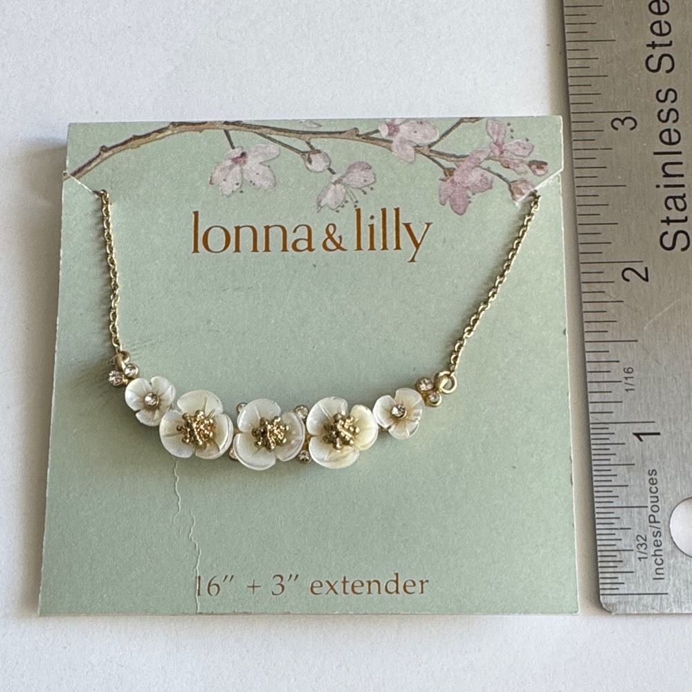 Lonna & Lilly Gold Chain with White Floral Accents Necklace